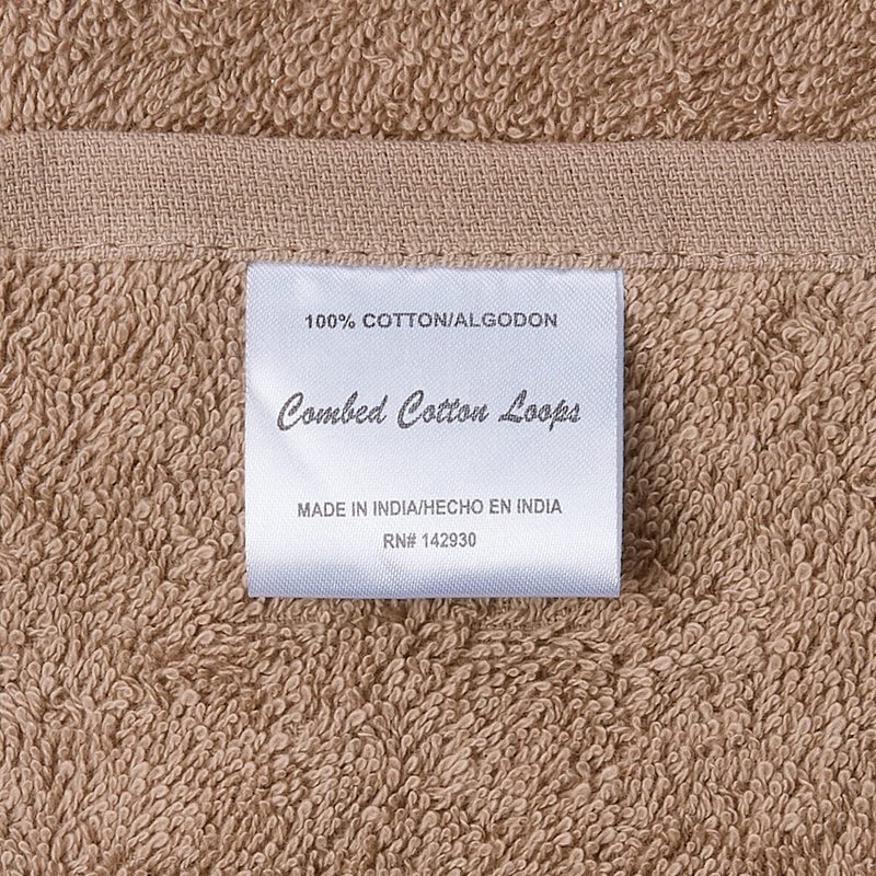 Lavish Home 8 Piece 100% Cotton Plush Bath Towel Set - Taupe 27.5"x57.25"x0.25" - Image 3